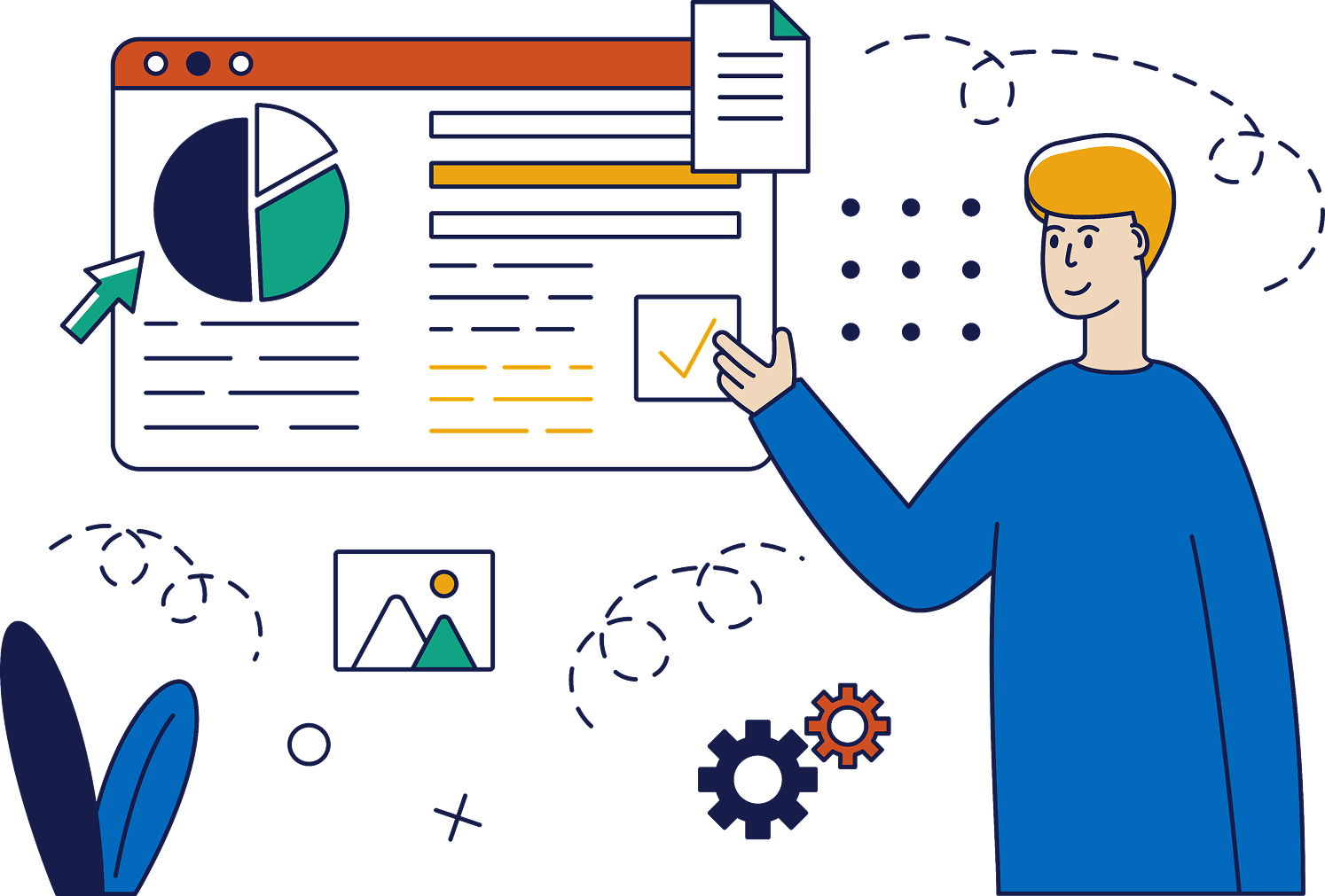 Male character reviewing ESG plan